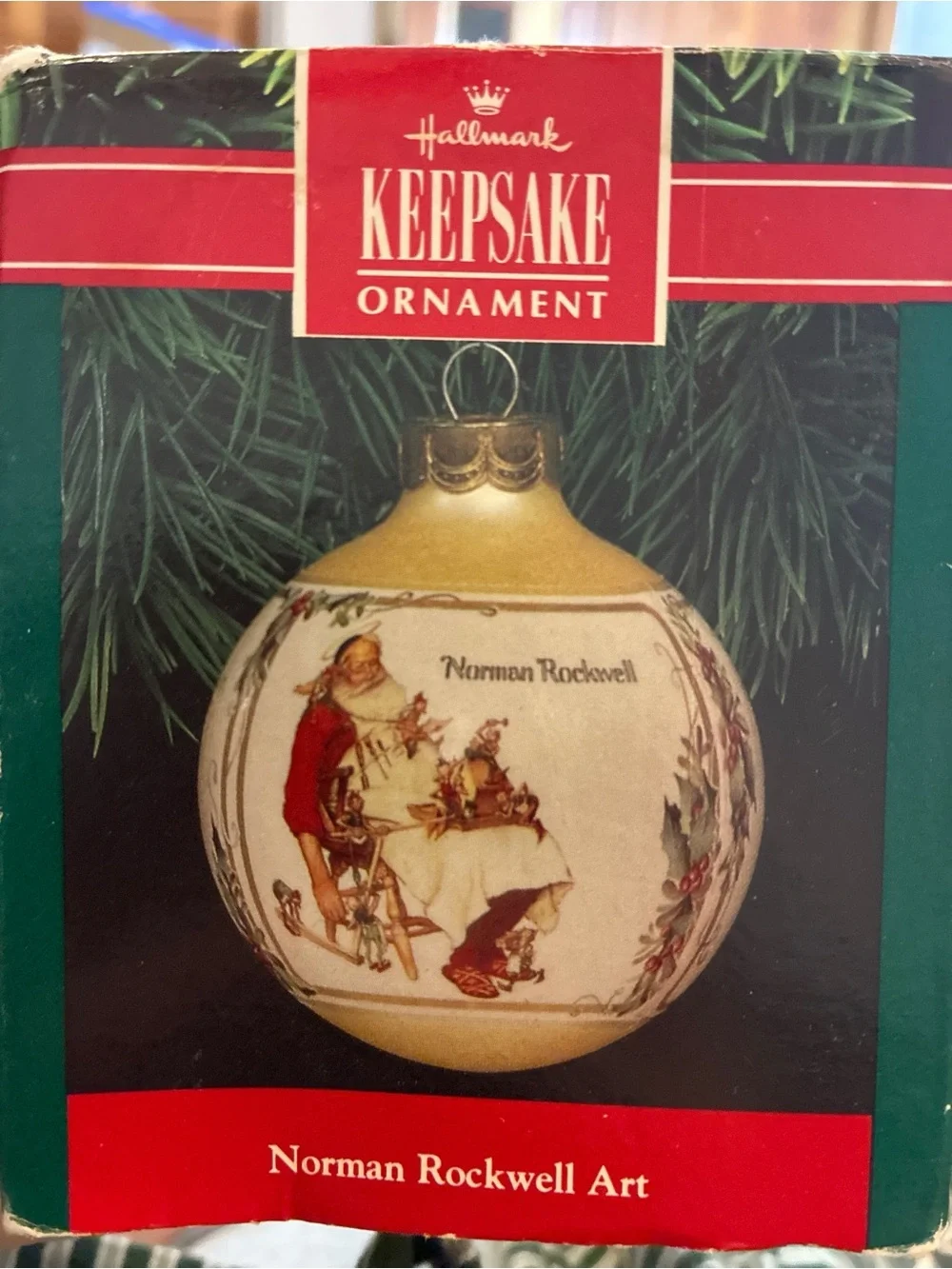 Vintage Hallmark Keepsake Ornament Lot 1980 Mother Dad 1991 Norman Rockwell Box